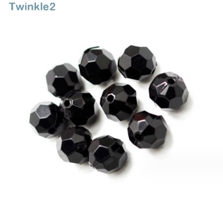 Twinkle ลูกปัดแก้วคริสตัล ทรงกลม 8 มม. สีดํา สําหรับทําสร้อยคอ สร้อยข้อมือ 200 ชิ้น