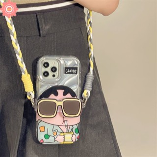 เคสโทรศัพท์มือถือ ลายการ์ตูนชินจังน่ารัก พร้อมสายคล้อง และช่องใส่บัตร สําหรับ Realme C53 C55 C35 C25Y C25s C30 C25 C11 C21Y C33 C15 C12 5s 7i 5 9i 5i 6i C3 C2 C1 C17 C30S C20