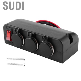 Sudi 12v to 24v Adapter for Car Cigar  12‑24V 3 Way Port 16A  Overload Protection W/Cut‑Out Switch