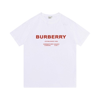 เสื้อยืดแขนสั้นลําลอง ผ้าฝ้าย พิมพ์ลายตัวอักษร Bu543rberry สไตล์สตรีท แฟชั่นคลาสสิก สําหรับผู้ชาย และผู้หญิง