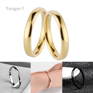 Yonger แหวนสเตนเลส สีโรสโกลด์ 2 มม. สี่สี เรียบง่าย เครื่องประดับสําหรับผู้หญิง