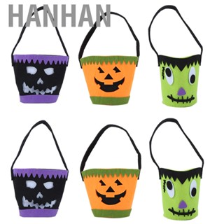 Hanhan Halloween Pumpkin Candy Bucket Portable  Felt Sweet Bags Children Trick or Treat with Handles for Party Favors