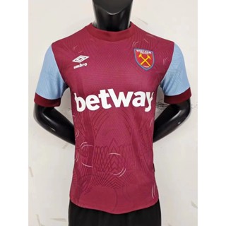 เสื้อกีฬาแขนสั้น ลายทีมชาติฟุตบอล West Ham United 23-24 ชุดเหย้า คุณภาพสูง