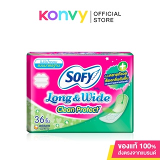 Sofy แผ่นอนามัย Long &amp; Wide Clean Protect Unscented 36pcs.