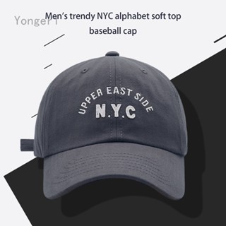 Yonger NYC หมวกเบสบอล หมวกปีกกว้าง ลําลอง แบบนิ่ม พิมพ์ลายตัวอักษร เข้ากับทุกการแต่งกาย แฟชั่นฤดูใบไม้ผลิ และฤดูร้อน สําหรับผู้ชาย