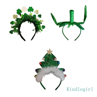 King Mardi GrasHeadband ที่คาดผม สีเขียวไอริช กลิตเตอร์ แชมร็อก ที่คาดผม SaintPatrick Day ที่คาดผม CarnivalHeadband