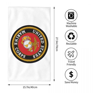 Usmc ผ้าขนหนูอาบน้ํา ทรงสี่เหลี่ยม ลายโลโก้ (2) ขนาด 70x40 ซม. สําหรับออกกําลังกาย โยคะ วิ่ง กลางแจ้ง