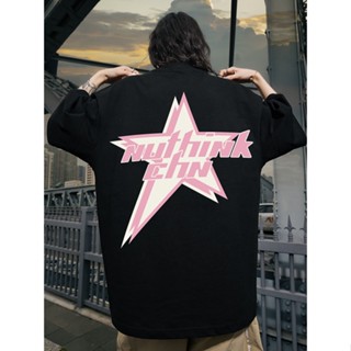 เสื้อยืดแขนสั้นลําลอง คอกลม ทรงหลวม ลาย Nuthink American Street Star แฟชั่นฤดูร้อน สําหรับผู้ชาย