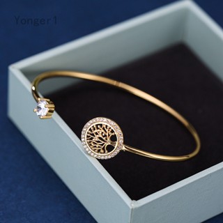 Yonger สร้อยข้อมือ กําไลข้อมือ ประดับเพทาย หินสีโรสโกลด์ ปรับได้ สีขาว สไตล์วินเทจ สําหรับผู้หญิง