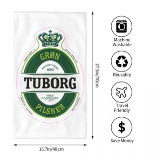 Tuborg โลโก้ ผ้าขนหนู ดูดซับ สี่เหลี่ยม ผ้าขนหนูเช็ดหน้า ผ้าขนหนูหัว ผ้าขนหนูอาบน้ํา วิ่ง ฟิตเนส โยคะ ผ้าขนหนูกีฬากลางแจ้ง 70x40 ซม.