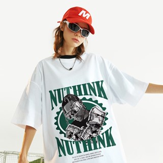 Nuthink เสื้อยืดแขนสั้นลําลอง ผ้าฝ้ายแท้ สไตล์ฮิปฮอป อเมริกัน สตรีท สําหรับผู้ชาย