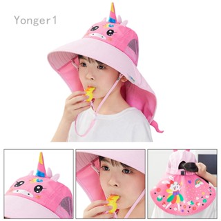 Yonger หมวกชายหาด ป้องกันรังสียูวี ลายยูนิคอร์นน่ารัก เหมาะกับฤดูร้อน สําหรับเด็กผู้หญิง