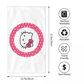 ผ้าขนหนูอาบน้ํา ดูดซับน้ําได้ดี ลายโลโก้ Hello Kitty ทรงสี่เหลี่ยม ขนาด 70X40 ซม. สําหรับเล่นกีฬา โยคะ วิ่ง ฟิตเนส กลางแจ้ง