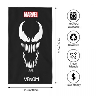 Venom โลโก้ ผ้าขนหนู ดูดซับ สี่เหลี่ยม ผ้าขนหนูเช็ดหน้า ผ้าขนหนูหัว ผ้าขนหนูอาบน้ํา วิ่ง ฟิตเนส โยคะ ผ้าขนหนูกีฬากลางแจ้ง 70x40 ซม.