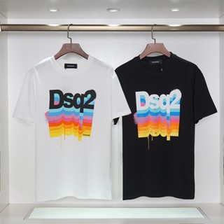 Fashion DSQ2 เสื้อยืดลําลอง แขนสั้น ผ้าฝ้าย ลายโมโนแกรม สําหรับผู้ชาย และผู้หญิง เหมาะกับการเล่นกีฬา