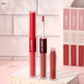 ลิปทินท์ QIBEST กํามะหยี่ Matteกันน้ํา ลิปกลอส Cup 2 in 1 Double Matte Lip Glaze Makeup 【doom】