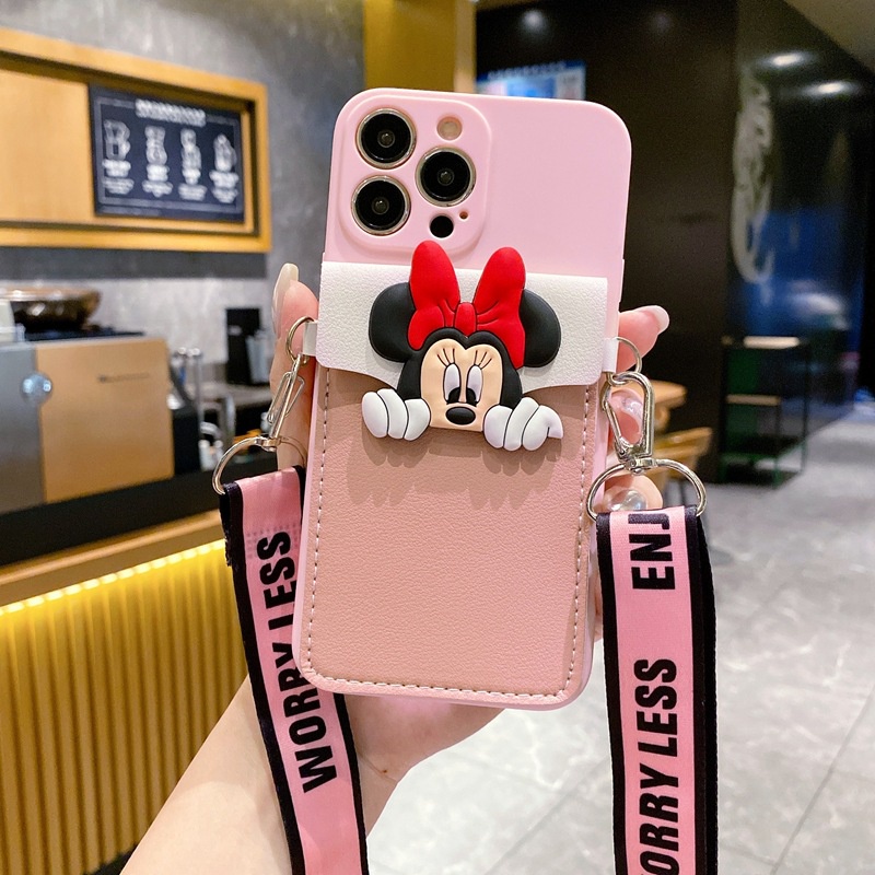 For Samsung Galaxy A55 A35 A25 A15 A24 A05S A04S S24 S23 S22 Ultra M14 M23 A13 A33 A53 A73 A03 Note 20 Note 10 Plus เคสโทรศัพท์มือถือ ลายมิกกี้ มินนี่เมาส์ พร้อมสายคล้อง สําหรับ
