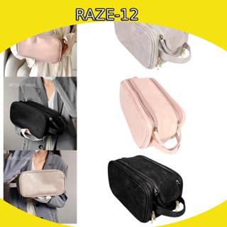 [Raze12] กระเป๋าเครื่องสําอาง กระเป๋าหนัง PU มีซิป สําหรับจัดเก็บแปรงแต่งหน้า ลิปสติก รองพื้น