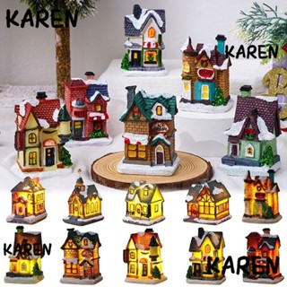 Karen โคมไฟบ้านคริสต์มาส LED เรซิ่น ขนาดเล็ก สําหรับตกแต่งบ้าน เฟอร์นิเจอร์ ปาร์ตี้คริสต์มาส