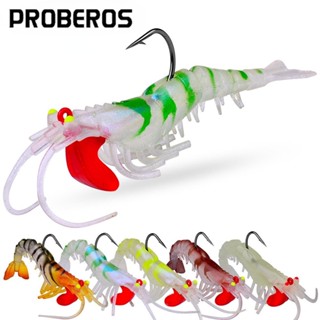 Proberos เหยื่อตกปลาไบโอนิค กุ้งนิ่ม เรืองแสง 6 กรัม -12.5 กรัม -18.5 กรัม พร้อมหัวตะขอ 1 ชิ้น