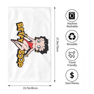 Betty Boop โลโก้ ผ้าขนหนู ดูดซับ สี่เหลี่ยม ผ้าขนหนูเช็ดหน้า ผ้าขนหนูหัว ผ้าขนหนูอาบน้ํา วิ่ง ฟิตเนส โยคะ ผ้าขนหนูกีฬากลางแจ้ง 70x40 ซม.