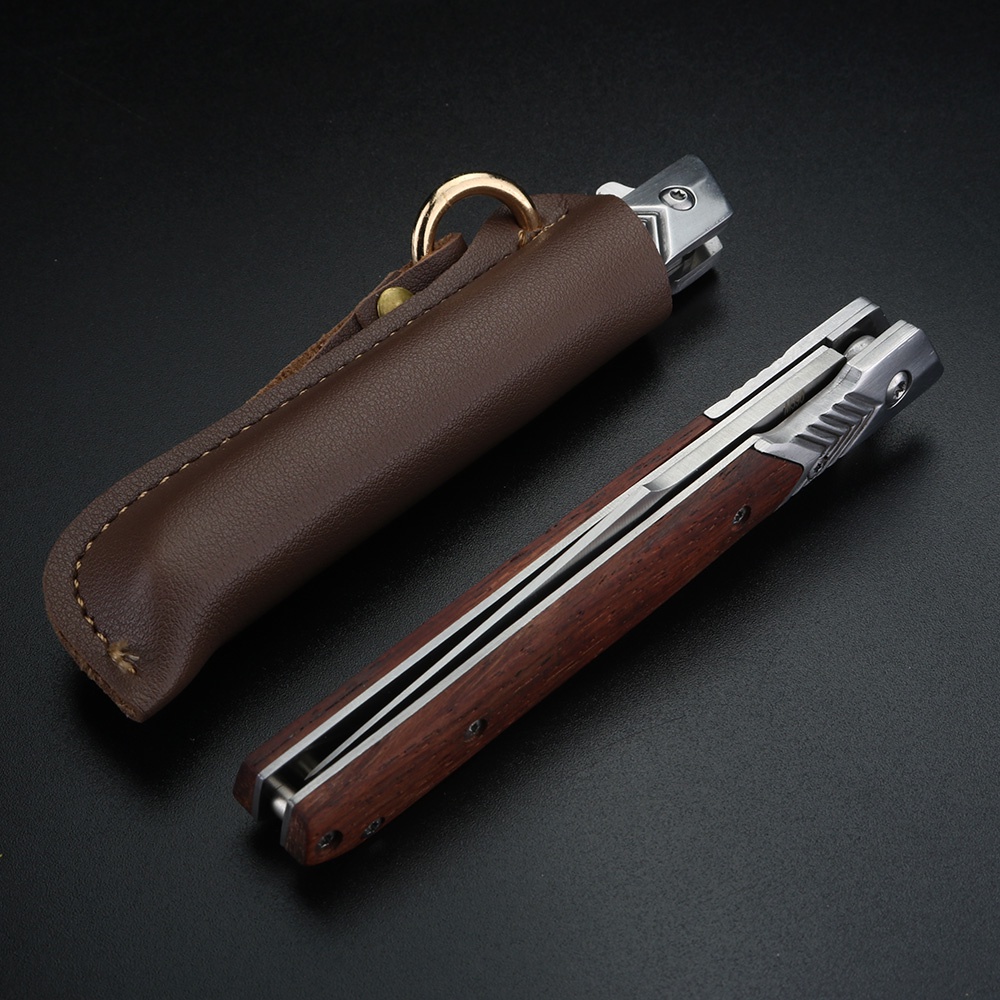 Wooden handle camping survival tool knife Outdoor folding knife Outdoor hunting knife including leat