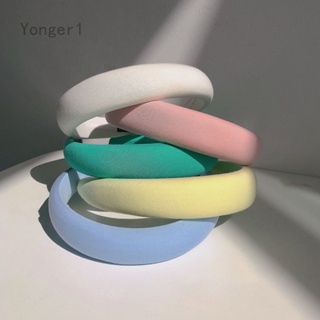 Yonger ที่คาดผมฟองน้ํา แบบหนา กว้าง สีพื้น สไตล์เกาหลีย้อนยุค เครื่องประดับ สําหรับผู้หญิง