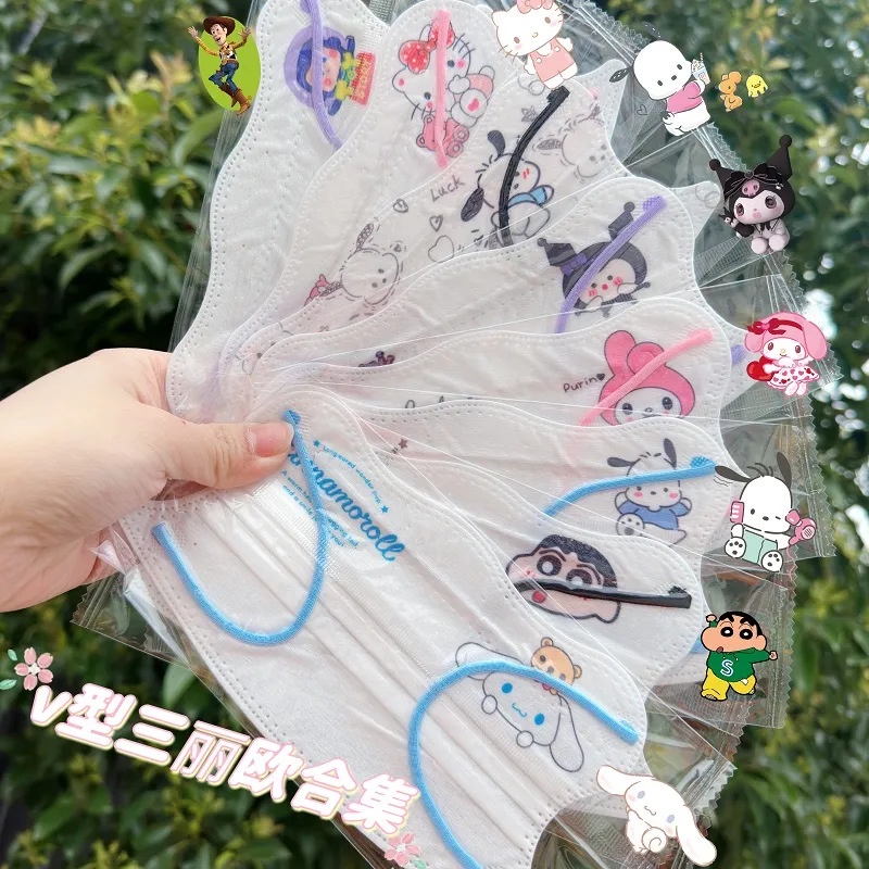 ใหม่ หน้ากากอนามัย V-face ลายการ์ตูน Sanrio ผีเสื้อน่ารัก สําหรับผู้ใหญ่ Q-version 50 ชิ้น