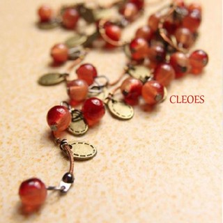 Cleoes สร้อยคอ จี้เชอร์รี่ สีแดง อินเทรนด์ เครื่องประดับ สไตล์เกาหลี สําหรับผู้หญิง