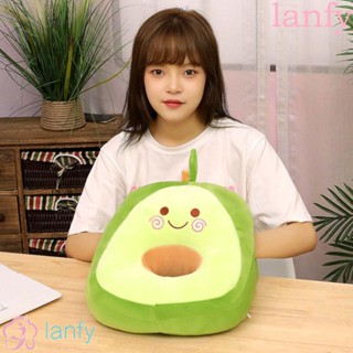 Lanfy หมอนรองคอ ผ้ากํามะหยี่ขนนิ่ม ลายการ์ตูนอะโวคาโด สําหรับงีบหลับ สํานักงาน