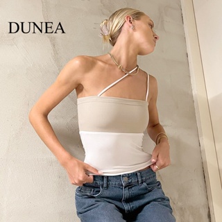 Dunea เสื้อสายเดี่ยว แขนกุด สีตัดกัน สําหรับผู้หญิง