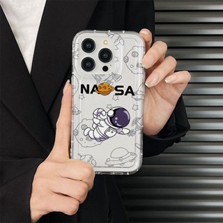 Yiki|เคสโทรศัพท์มือถือแบบนิ่ม TPU ลายการ์ตูนนักบินอวกาศ NASA สําหรับ Samsung A24 A22 A14 A13 A12 A04E A04S A04 A03S A03 A02S A02 A11 A10S A10