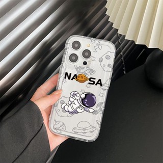 Yiki|เคสโทรศัพท์มือถือแบบนิ่ม TPU ลายการ์ตูนนักบินอวกาศ NASA สําหรับ OPPO A17 A17K A16 A16K A15 A7 A5S A5 A3S A8 A31 2020 A52 A92 A5 A9 2020 A1K R17