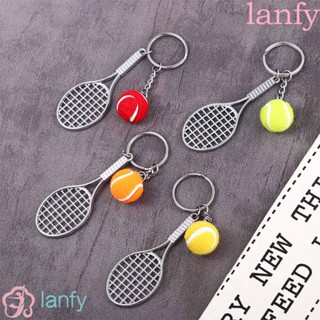 Lanfy พวงกุญแจไม้เทนนิส โลหะ 6 สี ขนาดเล็ก สําหรับวัยรุ่น