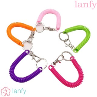 Lanfy ตะขอก้ามปู กันสูญหาย พร้อมห่วงตะขอ หลากสี แขวนพวงกุญแจ การ์ดโรงเรียน พร้อมตะขอโลหะ สปริงเกลียว ยืดหยุ่น สปริงคอยล์ พวงกุญแจ