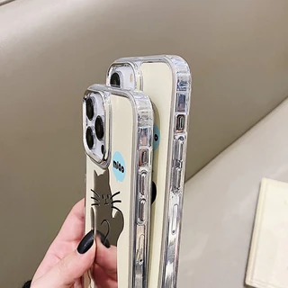 For Case เคส iPhone 11 13 15 16 14 12 17 Pro Max เคสไอโฟน11 15Promax ยืนกรณีโทรศัพท์ลูกแมว กรณีโทรศัพท์มือถือชุบกระจก