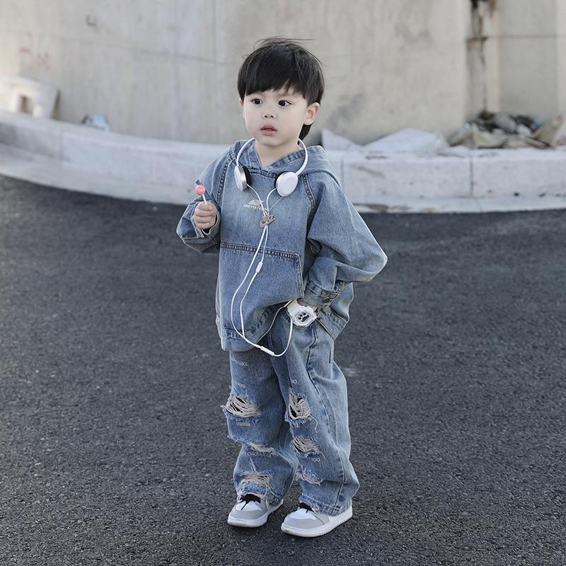 ชุดเสื้อสูทยีนมีฮู้ด ทรงหลวม สไตล์ญี่ปุ่น แฟชั่นฤดูใบไม้ผลิ