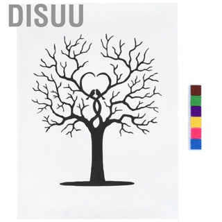 Disuu Beautiful Fingerprint Tree DIY Guest Signature Sign‑In Book Canvas Thumbprint Painting Poster Unique Artwork for Weddings Birthdays