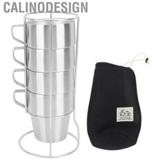 Calinodesign Stackable Coffee Cups  Outdoor Mugs Set Double Layer Insulated for Picnic