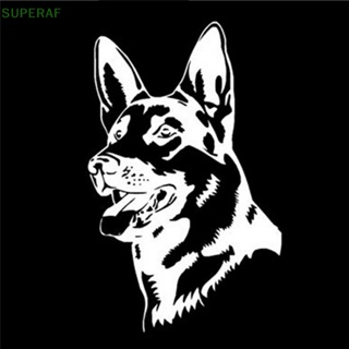 Superaf สติกเกอร์แฟชั่น ลาย GERMAN SHEPHERD DOG สีขาว สําหรับติดตกแต่งรถยนต์