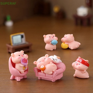 Superaf ฟิกเกอร์การ์ตูนหมูน่ารัก ขนาดเล็ก สําหรับตกแต่งบ้าน 1 ชิ้น