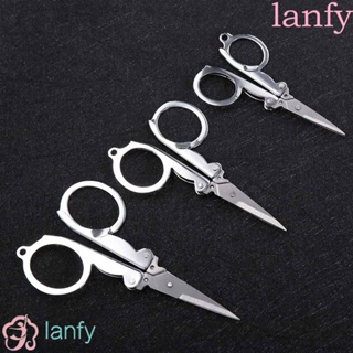 Lanfy กรรไกรพับ สํานักงาน กระดาษ ทํางาน สเตนเลส พ็อกเก็ต พับ นักเรียน กรรไกรตกปลา