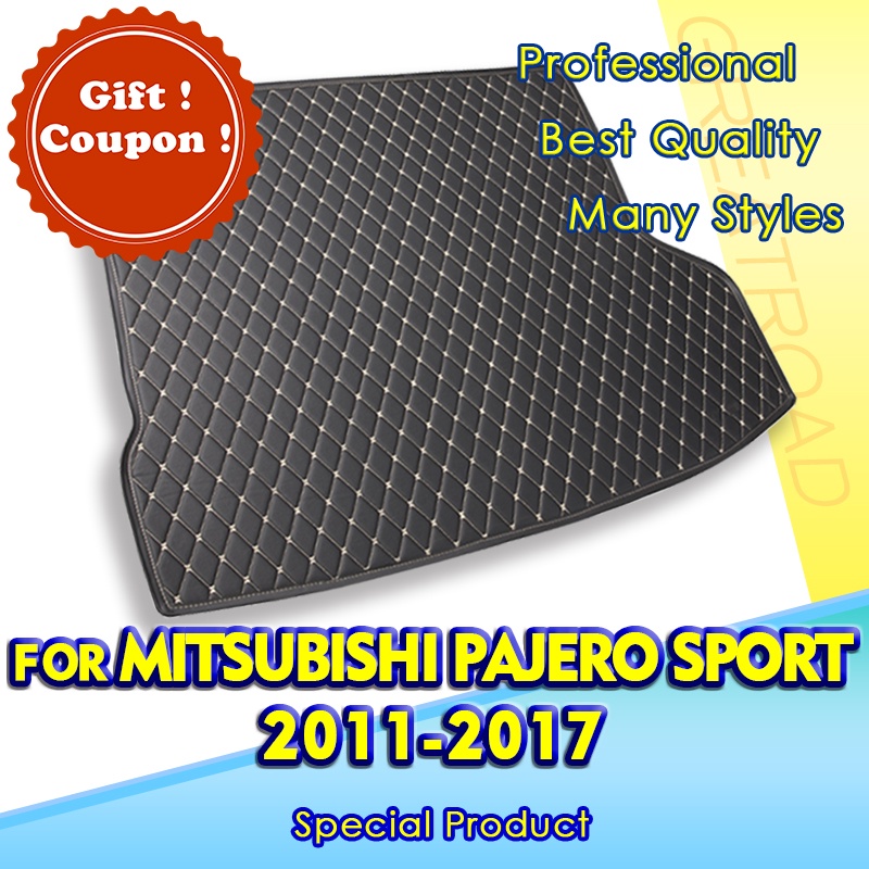 MITSUBISHI รถtrunk MatสําหรับMitsubishi Pajero Sport 2011 2012 2013 2014 2015 2016 2017 Cargo Linerพรมอุปกรณ ์ ตกแต ่ งภายในฝาครอบ