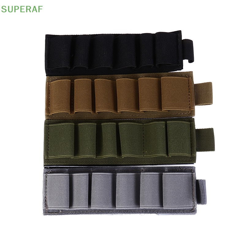 Superaf กระเป๋าแขวน ทรงกลม 6 ช่อง สไตล์ทหาร สําหรับเก็บกระสุน กรอบปืนไรเฟิล 6 ช่อง 1 ชิ้น สายเข็มขัดรัดกระสุน 6 ช็อต