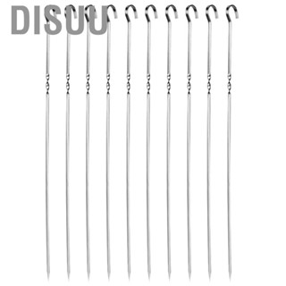 Disuu 10Pcs Barbecue Skewers Stainless Steel Flat Skewer Reusable Grilling