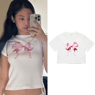 เสื้อยืดแขนสั้นลําลอง ผ้าฝ้าย คอกลม พิมพ์ลาย Kpop Blackpink Jennie Ound สําหรับผู้ชาย และผู้หญิง