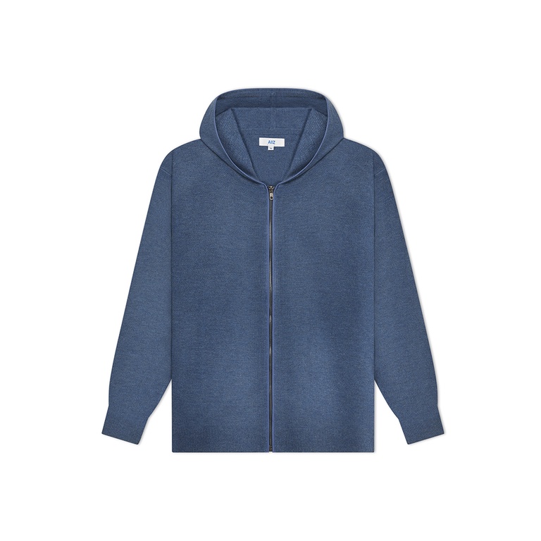 AIIZ (เอ ทู แซด) - เสื้อฮู้ดผู้ชายผ่าหน้ามีซิป ทอลายป๊อบคอร์นสีพื้น Men’s Zip Hoodies Popcorn Sweater