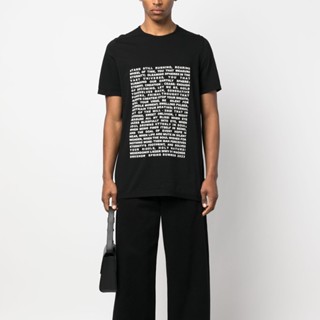 เสื้อยืดแขนสั้น ผ้าฝ้ายแท้ พิมพ์ลายตัวอักษร Rick Owens 23 ทรงหลวม สไตล์สตรีท แฟชั่นฤดูร้อน สําหรับผู้ชาย