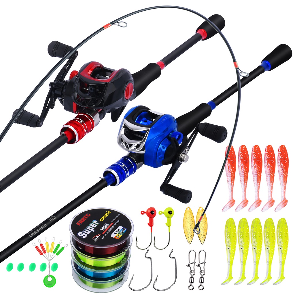 Frrtc ชุดคันเบ็ดตกปลาคาร์บอน อัตราทดเกียร์ 7.2:1 2 ส่วน ซ้าย ขวา
