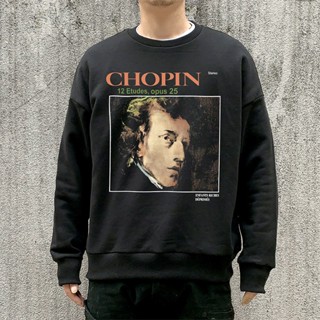 เสื้อกันหนาว ผ้าฝ้ายแท้ พิมพ์ลาย Erd Chopin สไตล์สตรีท คลาสสิก